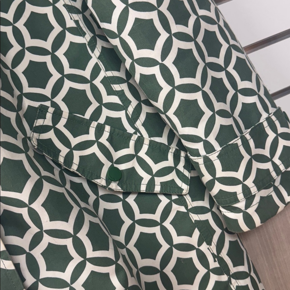 Boden Suki Waterproof green and white geometric patterned hooded XL jacket - Picture 3 of 8